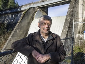 Kim Stephens, longtime water engineer, talks about water and drought by the Cleveland Dam in Vancouver, B.C., on December 16, 2015.