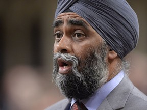 Defence Minister Harjit Sajjan answers a question during Question Period in the House of Commons in Ottawa on Tuesday, September 20, 2016.