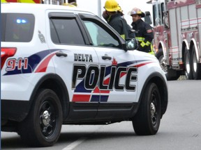 Delta police officers and a reserve constable waded about 600-700 metres out into the ocean to rescue a man in crisis early Saturday morning.