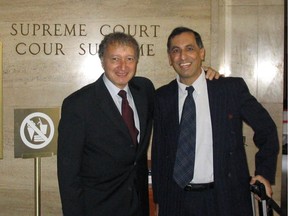Dr. Brian Day and Dr. Jacques Chaoulli on the final day of argument in the Chaoulli case at the Supreme Court of Canada in 2004.