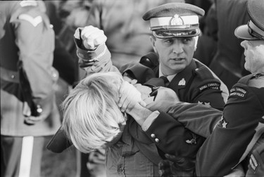 In what became known as the Battle of Jericho, RCMP, city and military police clash with transients being evicted from the Jericho hostel, which had been ordered closed thirteen days earlier. October 15, 1970.