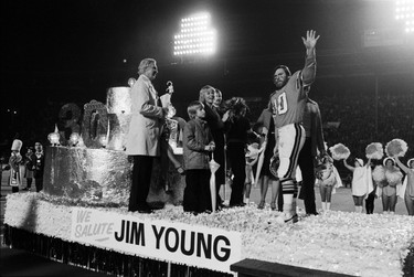 Jim Young night at a BC Lions game. Receiver jim “dirty Thirty” Young played one of his final games before retiring after twelve seasons with the B.C. Lions. September 29, 1979.