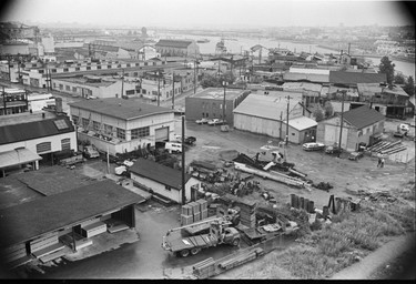 Industries on Granville Island in the 1970s before redevelopment. June 23, 1977.
