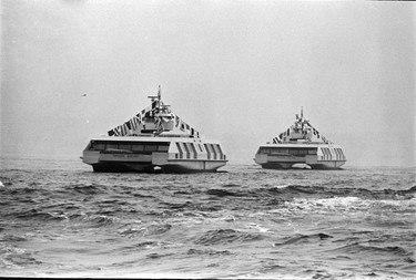 Trial run of the new Seabus, which were set to start service in June. February 15, 1977.