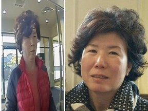 Kyonghee Kim, 54, has been missing since Oct. 5, and homicide investigators are concerned for her safety as she may be in the company of murder suspect Youngku Youn, 59. She may have been wearing the jacket at left at the time of her disappearance.