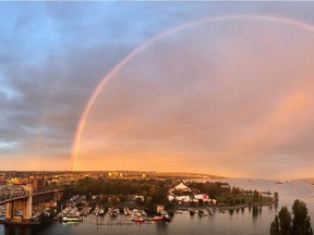West End resident Greg Hoekstra took this photo of a spectacular rainbow just after 7 a.m. Sunday.