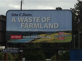 This billboard, on Tsawwassen 
First Nations property, is not questioning how the giant Tsawwassen Mills shopping mall has just been built on more than 1,000 acres of adjacent farmland owned by the Tsawwassen band.