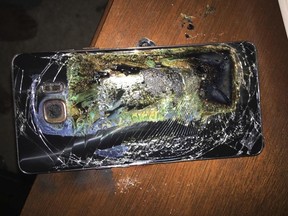 A Samsung Galaxy Note 7 after it spontaneously caught fire. Samsung Electronics said on Tuesday that it is discontinuing production of the Note 7 smartphones permanently.