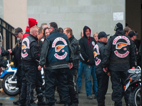 Mourners outside funeral for Hells Angel Bob Green
