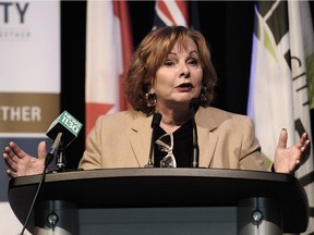 Mayor Linda Hepner speaks on the City of Surrey embarking on a comprehensive, collaborative and measurable approach to public safety by launching a new Public Safety Strategy on Monday. NICK PROCAYLO/PNG