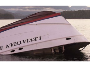 The Transportation Safety Board says a large, breaking wave hit a whale-watching vessel off British Columbia's coast in October 2015, overturning the boat and dumping passengers and crew into the water.