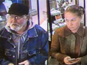 This handout photo from the Charlottetown Police Services shows the pair involved in an Oct. 12 robbery in Charlottetown. The Toronto-area couple may be involved in a diamond-swapping scheme that stretches all the way back to Vancouver.