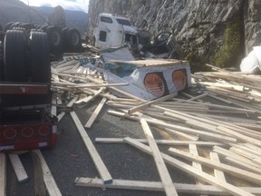A truck crash has closed Highway 1 near Spences Bridge.