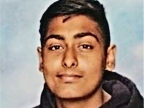 Pictured is Shakir Salaam, 16. The Surrey teen was killed Friday after he was struck by a falling tree during a violent storm. He was killed near Clayton Heights Secondary School.