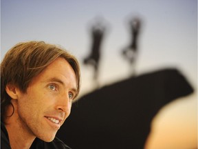 Steve Nash, pictured, and Don Harbich, president and CEO of the Steve Nash Fitness Organization, attend a news conference at Vancouver on Aug. 13, 2010.