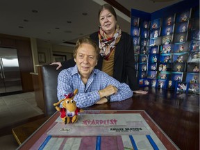 Mel Ross and Bonnie Burnside with Stardust Skating Rink memorabilia.