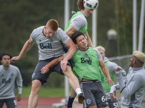 Tim Parker, (left), Cole Seiler (top), Thomas Gardner (middle-right), Christian Dean (far bottom right)  practising on Oct. 5.