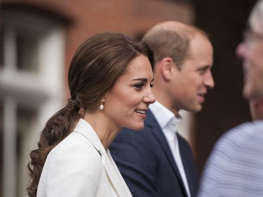 Kate, Duchess of Cambridge and Prince William, Duke of Cambridge speak with the official welcoming party upon arriving at the Cridge Family Centre in Victoria, BC, October, 1, 2016.