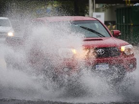 Drivers blast through flooded sections of road in West Vancouver in October – and now more wets stuff is on the way.