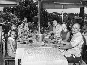 Julia, third from right, and Paul Child, right, with a teenaged Alex Prud'homme, fourth from right, at lunch in Saint-Paul-de-Vence, France, in 1976.