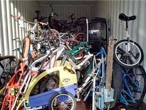 Approximately $50,000 worth of stolen bicycles have been recovered after Saanich police busted a warehouse of bike parts.  [PNG Merlin Archive]