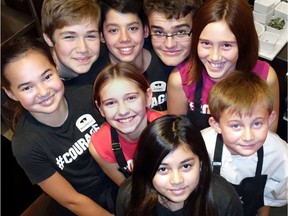 Clockwise from Olivia King (front), Mandy Donaldson-McFarlane, Annabel McGarry, Adam Abbott, Jeremy Flather, Adam Madsen, Lainey Joyce and Mathew Hippel participated in the Redfish Kids store and Dirty Apron school's Cook With Courage program.