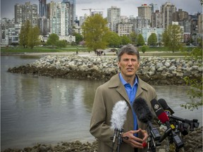 Vancouver mayor Gregor Robertson.

VANCOUVER, BC: April 12, 2015 --  Vancouver Mayor Gregor Robinson speaks to the media about the recent oil spill in English Bay in Vancouver, B.C. Sunday April 12, 2015 .   (photo by Ric Ernst / PNG)  (Story by city)  TRAX #: 00035943A [PNG Merlin Archive]