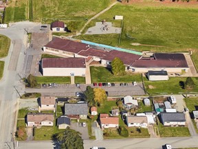 An aerial view of John Howitt Elementary in Port Alberni.