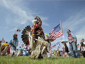 This photo was taken two years ago but I included it here because it shows members of the Standing Rock Sioux Tribal Nation at the Cannon Ball powwow grounds. At the time, officials said a program to return land on U.S. Indian reservations to tribal control likely will run out of money before millions of eligible hectares are addressed.