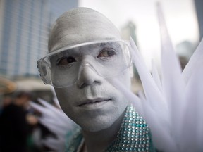 John Gatus, dressed as the superhero Iceman, attends the Fan Expo convention in Vancouver, B.C., on Saturday November 12, 2016. Tens of thousands of people are expected to attend the three-day sci-fi, fantasy, comics and gaming convention that wraps up Sunday.