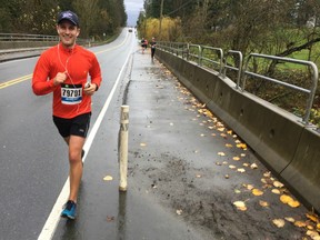 Jarret Wall negotiates one of several hills in Saturday's Williams Park 10K race, hosted by MEC Langley. Wall finished 11th in the men's division in 47:06. More than 175 runners took part in the 10K and 5K races, held in the Township of Langley.