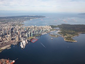 Area in red is the lot for sale on Vancouver's waterfront.