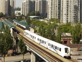 Area around the New Westminster SkyTrain station in a file photo.