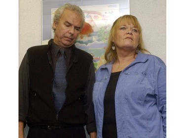 Tragedy struck Janet Wright's family in a random fatal shooting that killed her daughter Rachel Davis. She's pictured here at the announcement of an arrest in 2004. Richard Hui was also killed in the violence outside the Purple Onion nightclub in Gastown. Pictured is Rachel's father Bruce Davis with Janet Wright.