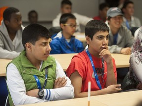 Recent immigrant and refugee children, aged 14-18 years old who are heading to school in the Surrey School District attend the district's Community Connect Through Experience program in Surrey. The program helps the students adjust to life in Canada, explaining their rights and responsibilities and provides life skills.