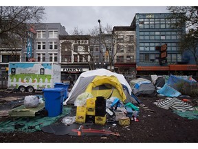 Tents are seen at a homeless camp on a city-owned lot in the Downtown Eastside of Vancouver on Thursday, November 17, 2016.