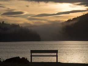 The sun tries to burn through the morning fog on another warm day Thursday on Burrard Inlet in North Vancouver.