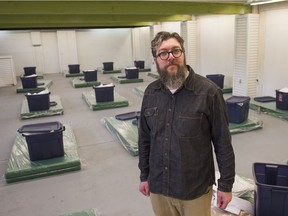 George Simpson poses for a photo at Vancouver City's newest Winter Shelter at 1401 Hornby Street in Vancouver, BC, November, 30, 2016. The shelter is waiting for the delivery of bed frames for the 40 bed low-barrier shelter space.