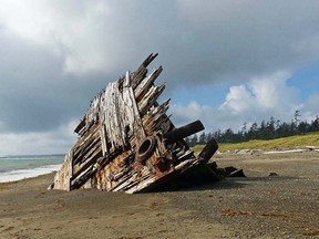 The remains of the Pesuta shipwreck.