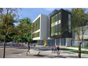 Handout architect's rendering of the school at International Village that has just been named Crosstown elementary.