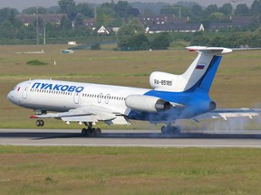 A Russian Tupolev 154 airliner similar to the one which has gone missing over the Black Sea.