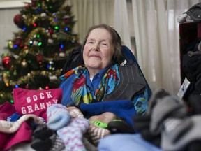 Barbara Vance has been collecting socks for the homeless for the past three years and is now known as the "Sock Granny".