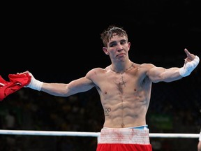 Michael Conlan of Ireland gestures to the judges after his stunning loss on decision to Vladimir Nikitin of Russia in the men’s bantamweight (56-kg) quarter-final bout at the Summer Olympics in Rio de Janeiro last August. It was a moment that encapsulated the recent troubles in world amateur boxing.