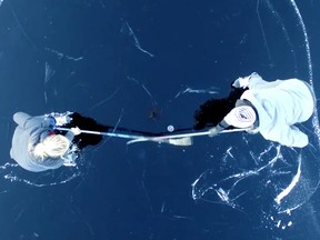 Cole Cooke shot a drone video of pond hockey in Maple Ridge.