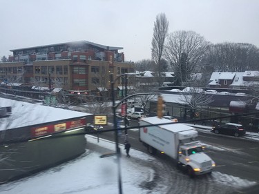 Slushy streets disrupt traffic as Metro Vancouver gets hit by snow on December 9, 2016.