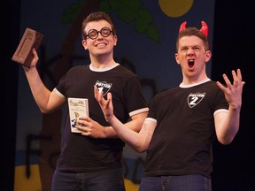 James Percy, left, plays Harry Potter and Joe Maudsley plays everyone else in Potted Potter: The Unauthorized Harry Potter Experience, coming to the Vogue Theatre.