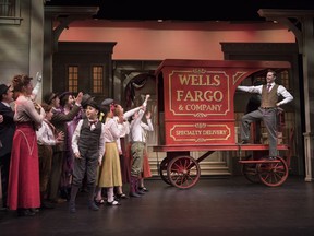 Jay Hindle as Harold Hill and the cast of Gateway Theatre's The Music Man, playing until Dec. 31 at the Gateway Theatre in Richmond.