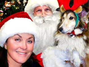 Love On A Leash's Tammy Preast and Frank Dueck held a benefit for the Dhana Metta Rescue Society where, at age 14, Sheltie Jia Jia may have been a little old to still believe in Santa Claus.
