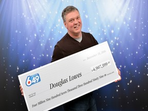 Doug Lowes of Cranbrook received an early Christmas present Sunday morning. He won $4.9 million in the Lotto 6/49 draw on Saturday night. On Monday, Lowes came forward to claim his prize portion of the ticket.