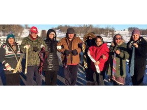 B.C. aboriginal leaders went to Ottawa to urge the federal government to include all genders in the inquiry. The "Necktie Campaign" was started by Lydia Daniels, second from right.